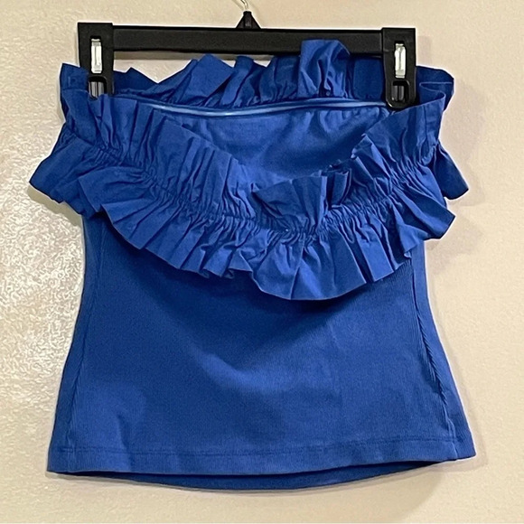 MAEVE by ANTHROPOLOGIE Poplin Ruffle Tube Top in Blue - Picture 6 of 10